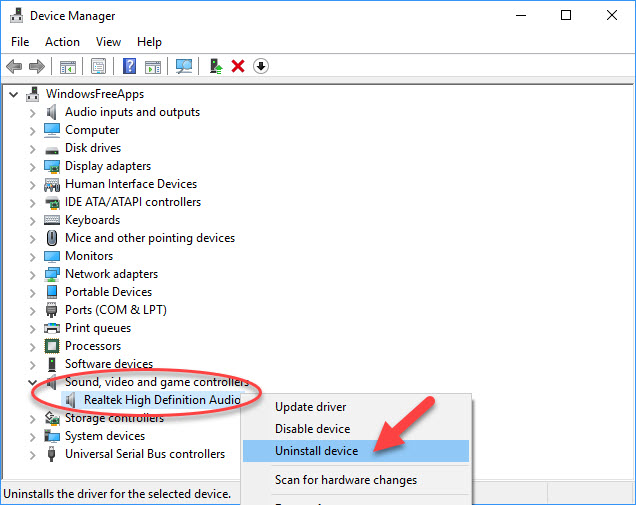 installing audio output device for windows 10